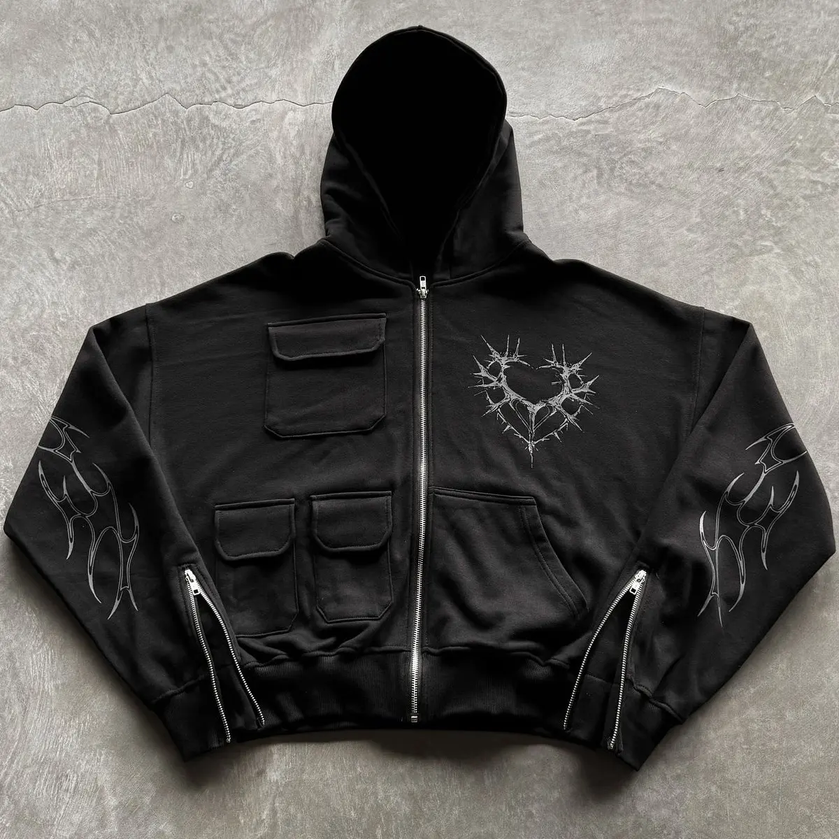 Customized pocket zipper hooded sweatshirt (1)