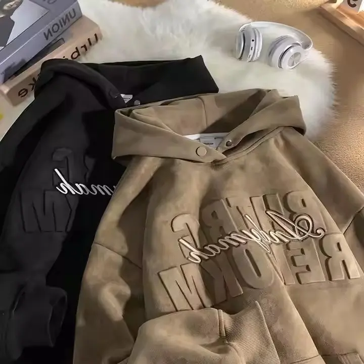 Crewneck 3D Embossed Suede Hoodie (1)