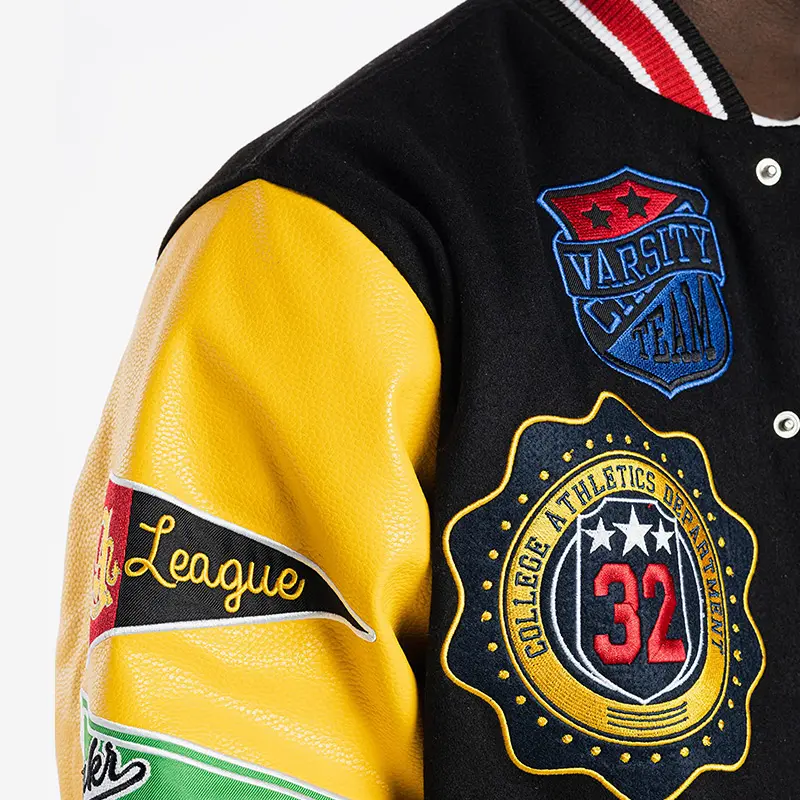 Custom Wholesale Men's Embroidered Letterman Bomber Jacket Manufacturer
