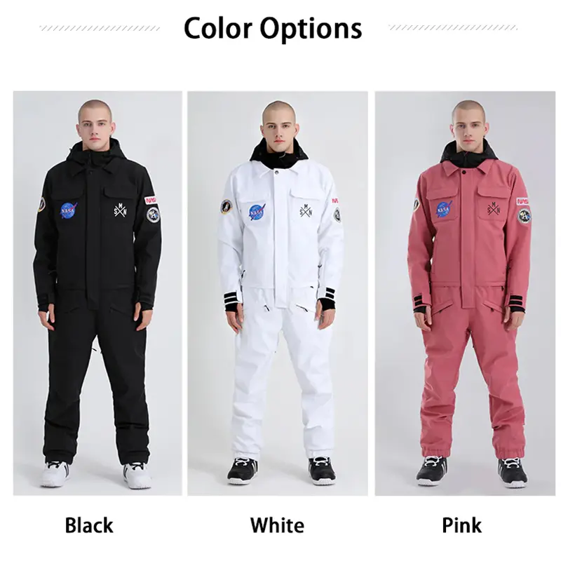 Custom Wholesale Men's Ski Suits One Piece Ski Suit Pink Black White Manufacturer