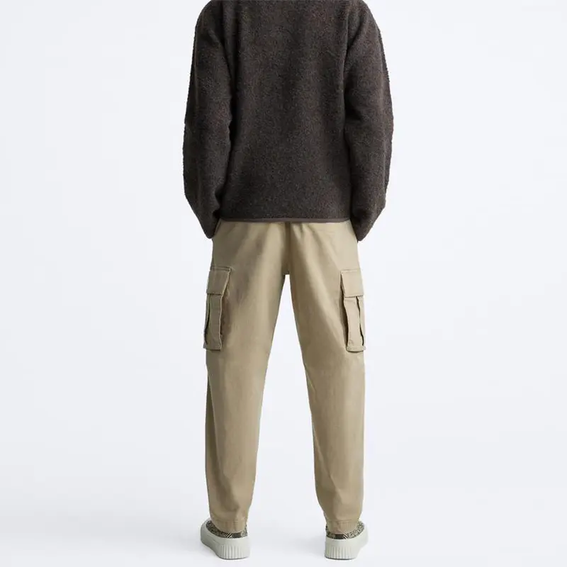 Custom Wholesale Relaxed Fit Men Cargo Pants Khaki with Pockets Suppliers