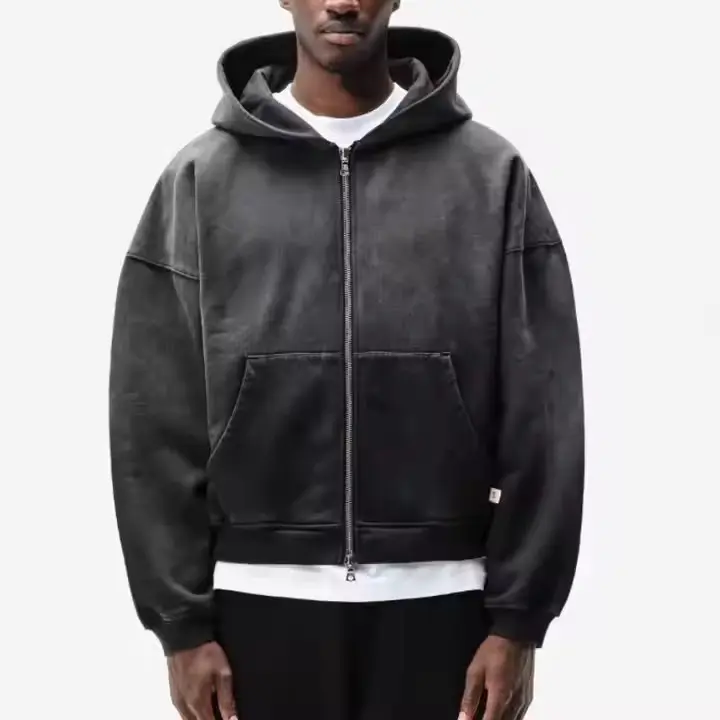 Custom-made acid-washed zipper sweatshirts (1)