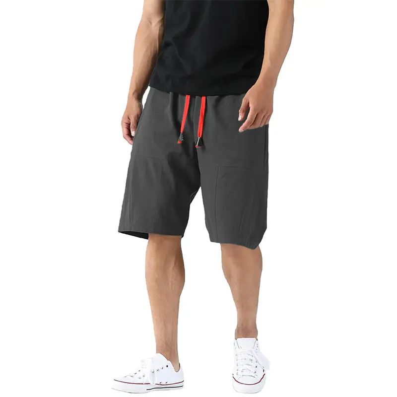 Custom Wholesale Men's Cotton Linen Shorts Elastic Waist Drawstring Short Supplier (7)bx4