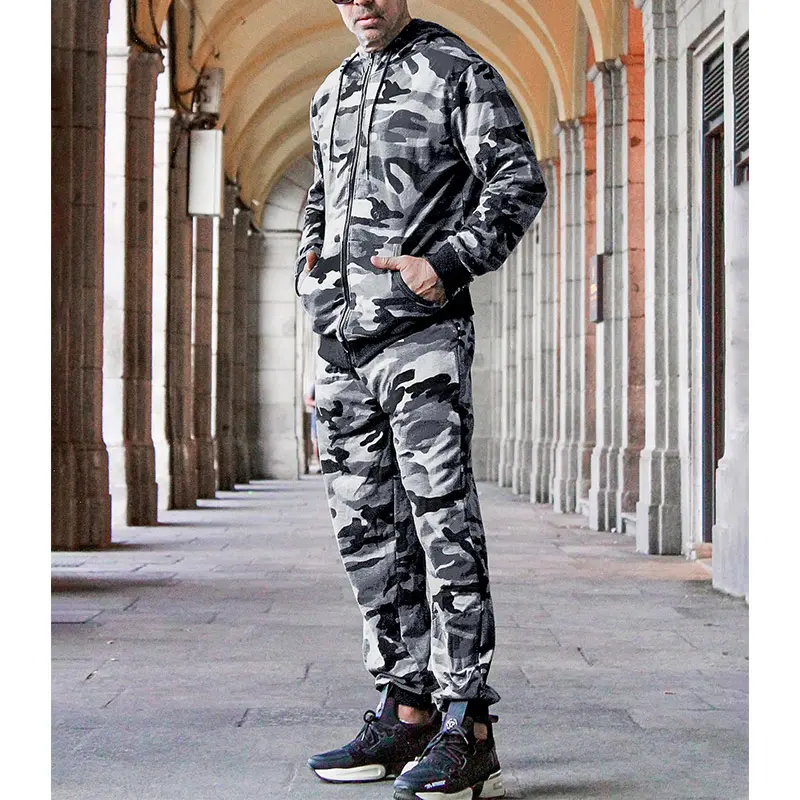 Custom Wholesale Men's Sweatsuits 2 Piece Tracksuit Sets Supplier Camo (7)1za