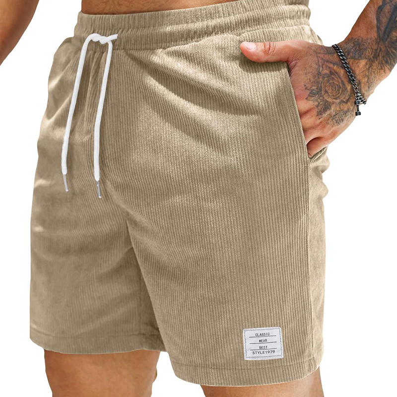 Custom Wholesale Men's Corduroy Shorts Casual Drawstring Lightweight Short Factory