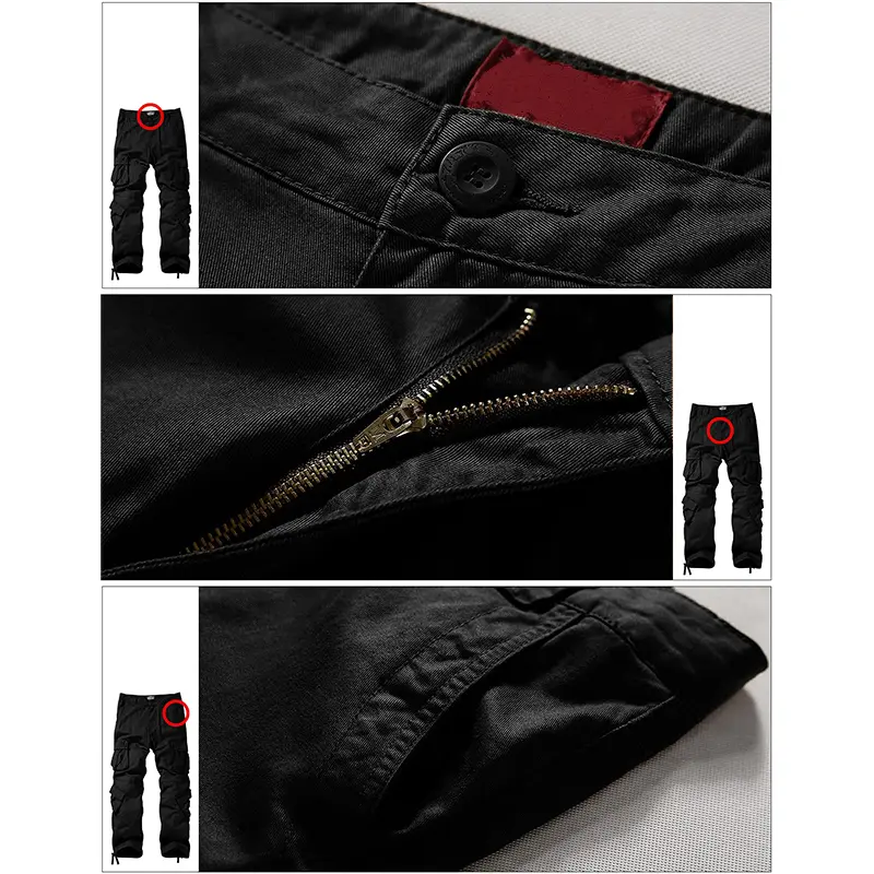 Custom Wholesale Black Men's Cargo Pants Manufacturer