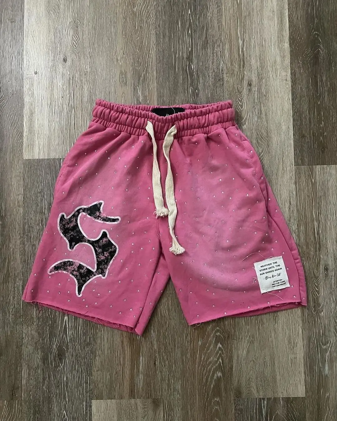 Streetwear Drawstring Vintage Applique Sweat Short (5).jpg