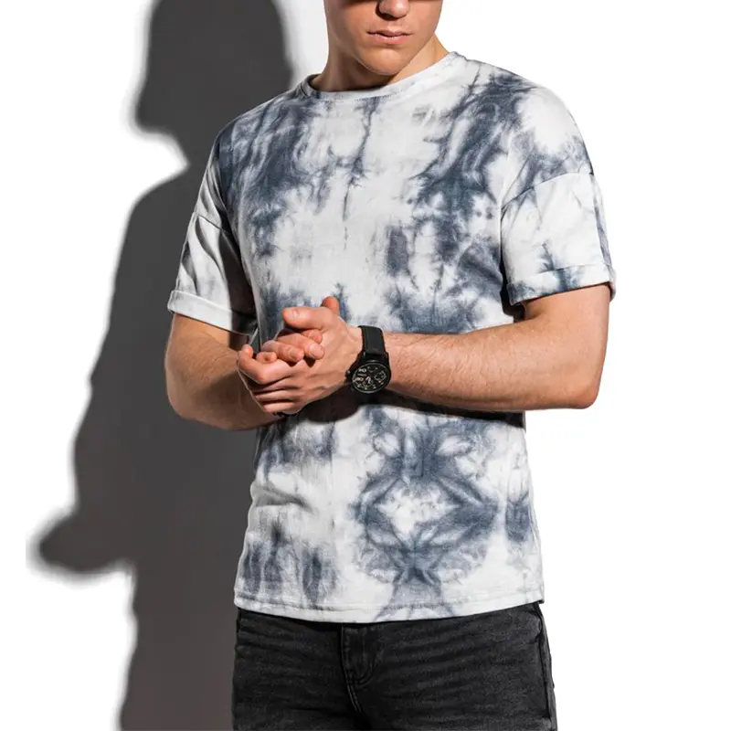 Custom Wholesale Men's Tie-Dye T-shirt Factory Gray (3)wv0
