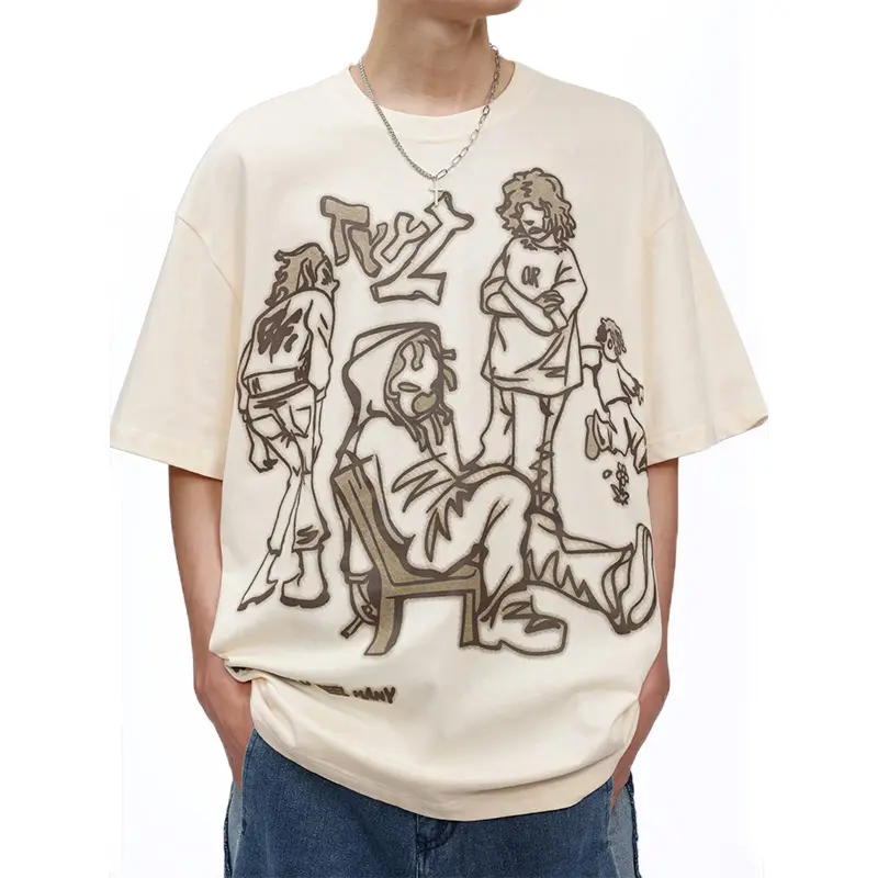 Custom Wholesale Mens Oversize T Shirts Cotton Tops Funny Print Shirt Factory