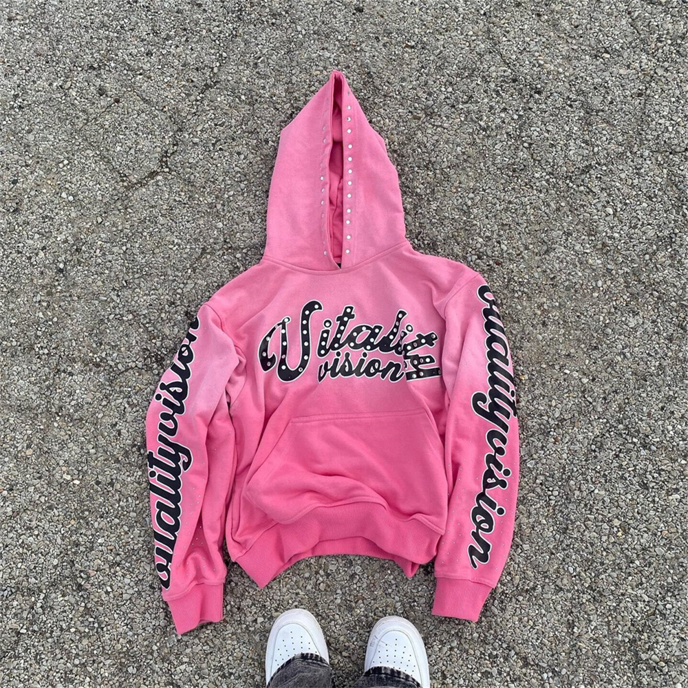 Customized diamond graphic hoodie (1)
