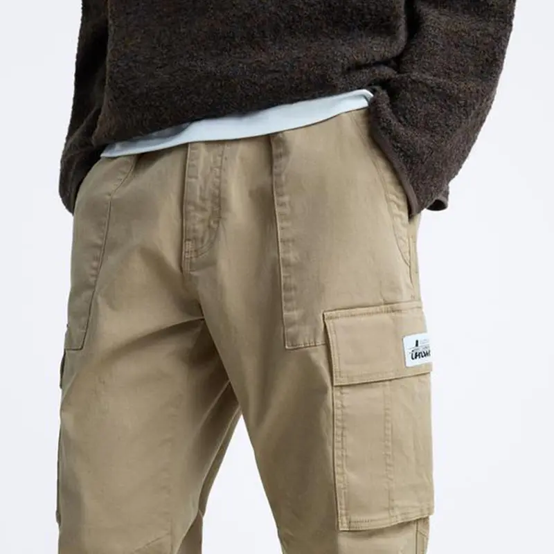 Custom Wholesale Relaxed Fit Men Cargo Pants Khaki with Pockets Suppliers