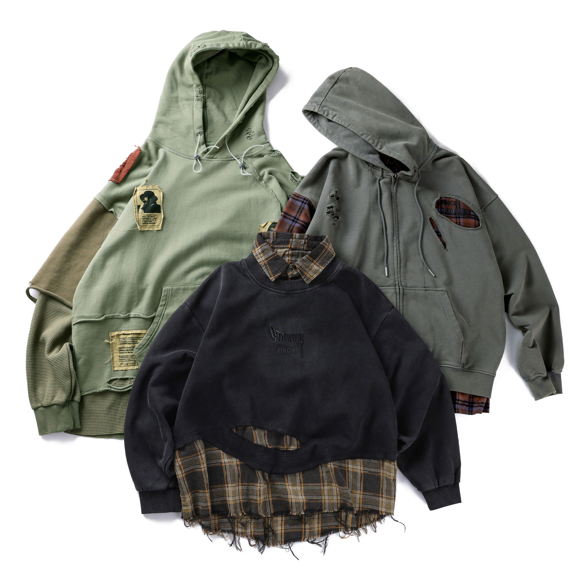 ripped hole hollow irregular dropshoulder hoodies (1)