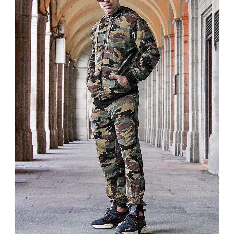 Custom Wholesale Men's Sweatsuits 2 Piece Tracksuit Sets Supplier Camo (5)1g9