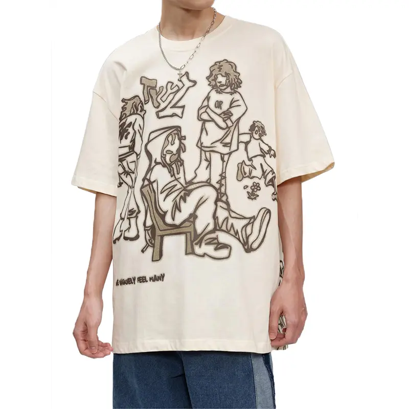 Custom Wholesale Mens Oversize T Shirts Cotton Tops Funny Print Shirt Factory (5)k9h