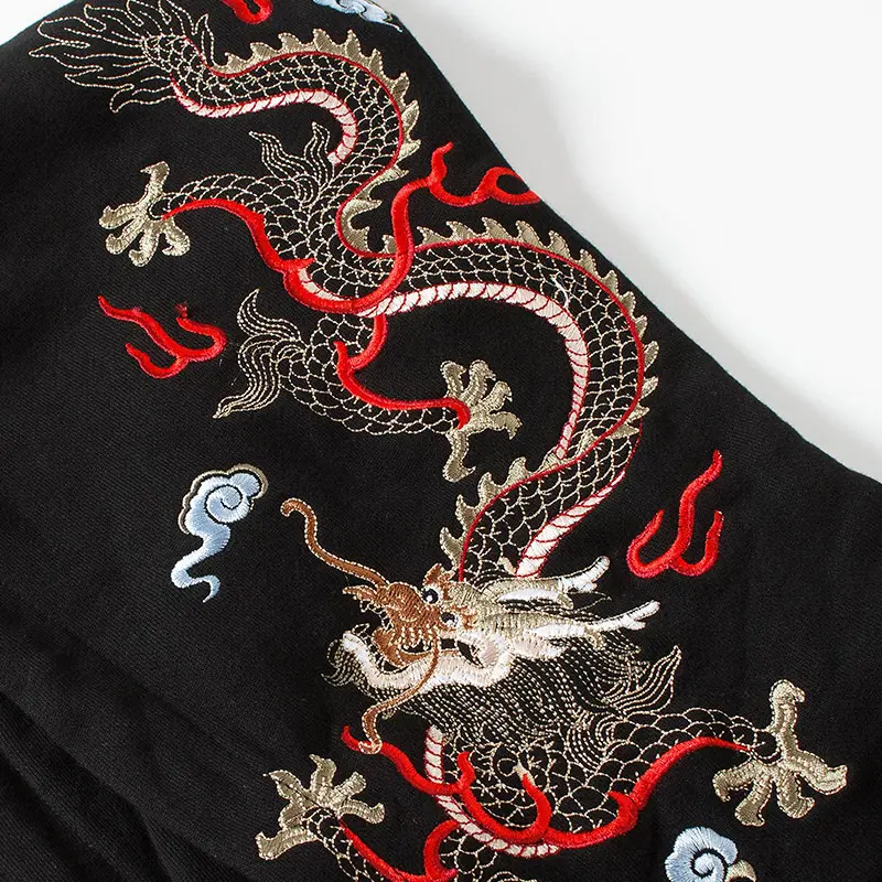 Custom Wholesale Men's Dragon Embroidered Black Hoodies Factory (3)ebk