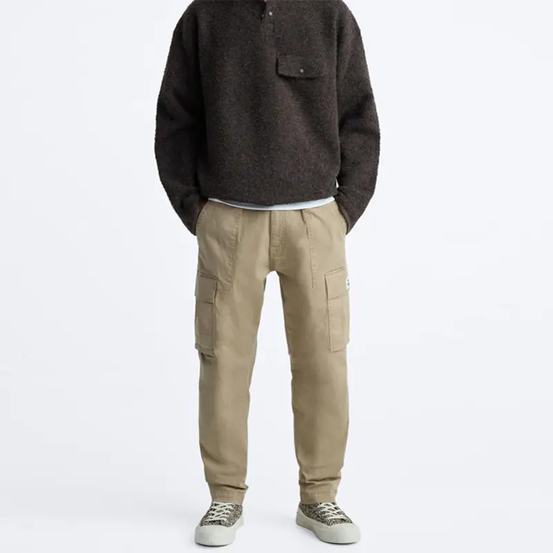 Custom Wholesale Relaxed Fit Men Cargo Pants Khaki with Pockets Suppliers